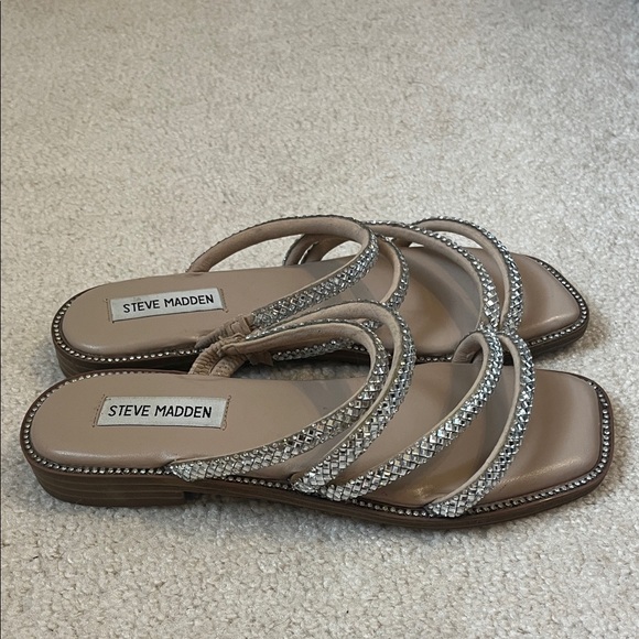 Steve Madden Shoes - Steve Madden Beige and Silver Strappy Sandals